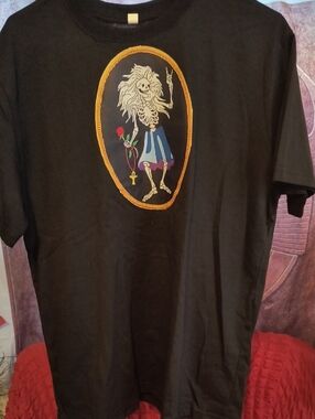 Unisex Black Graphic Rosebud Short-Sleeve Tee Large